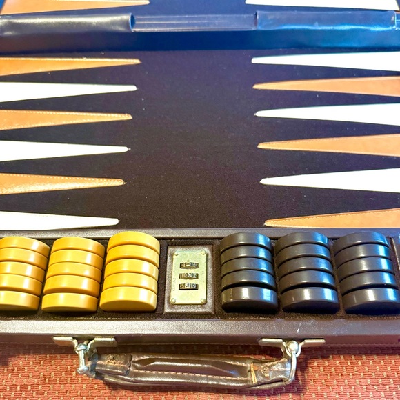 Rare 1970's Pierre Cardin Backgammon Attache Leather Case Game Set - Picture 5 of 8